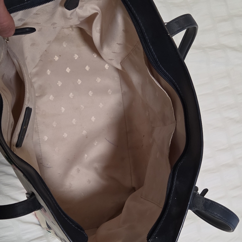 Kate Spade Cream Tote with Pink and Black Floral Design - Picture 10 of 14